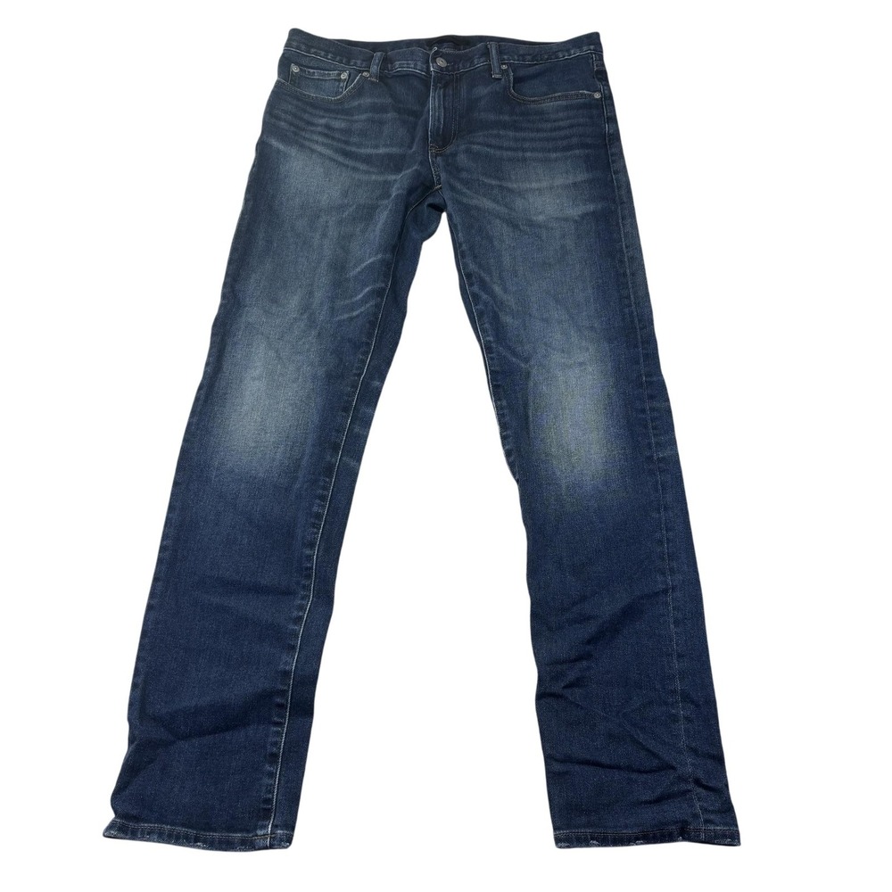 Uniqlo Jeans Mens 34x32 Blue Medium Wash Regular Straight Stretch Denim Pants